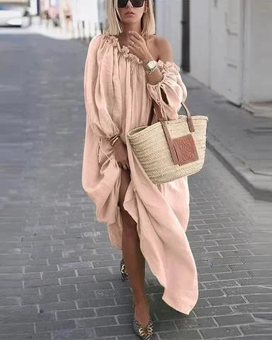 Jela|One Shoulder Street Elegante Vrouwen Mode Maxi Jurken