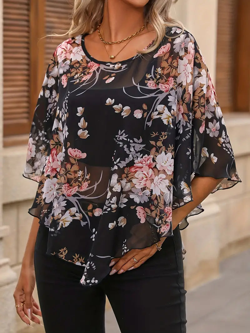 Abby® | Elegante asymmetrische blouse met bloemenprint