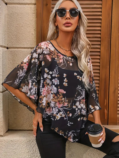 Abby® | Elegante asymmetrische blouse met bloemenprint