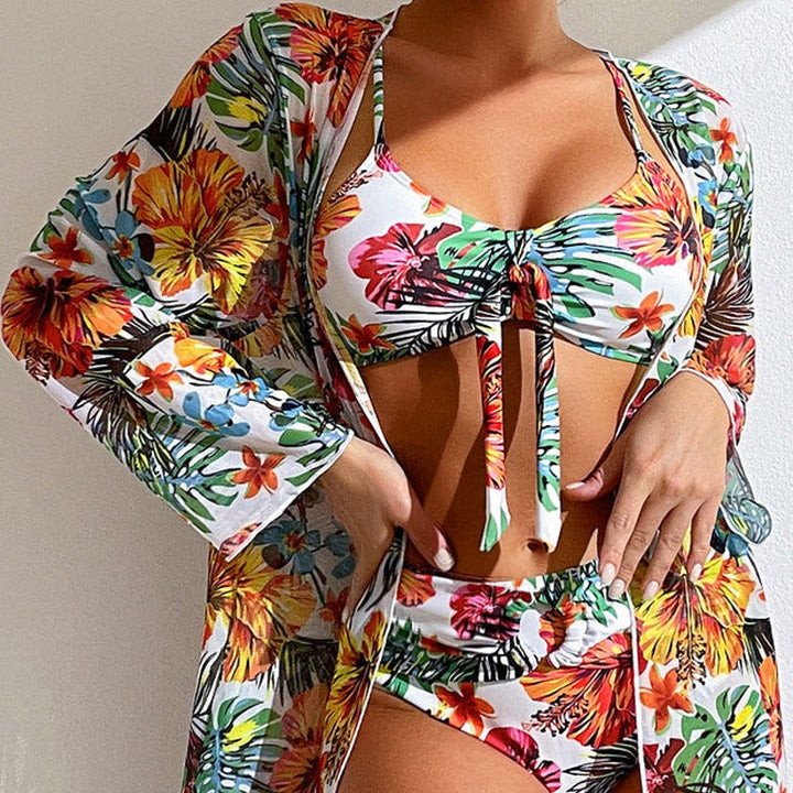 Pauline Laurent® | Driedelige bikiniset met bloemmotief